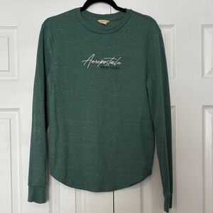 Aeropostale Forest Green Heathered Long Sleeve Pullover